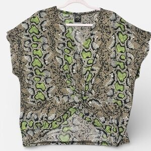 Two Hearts Women’s Green and Brown Snakeskin Blouse